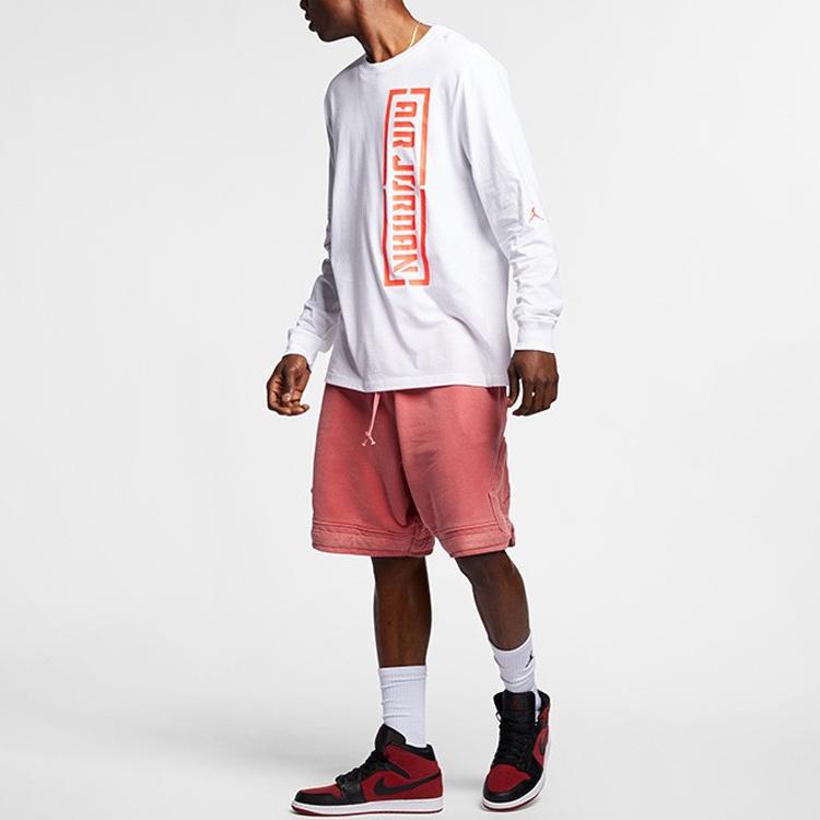 Jordan Flight Logo Crew Neck Long Sleeve Basketball T-Shirt Men Tops White AT9071-100