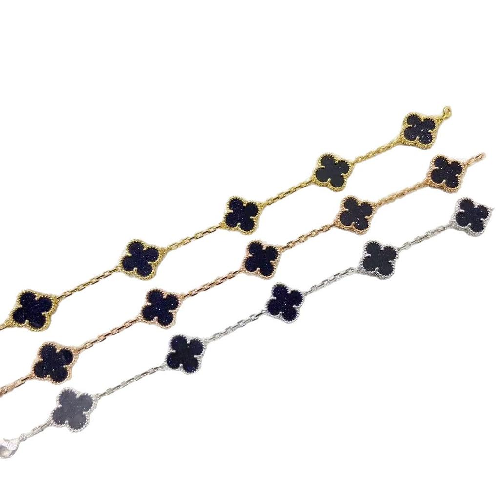 High Version Double-sided Four-leaf Clover Bracelet Fantasy 18K Rose Gold Mother-of-pearl CNC Five-flower Bracelet