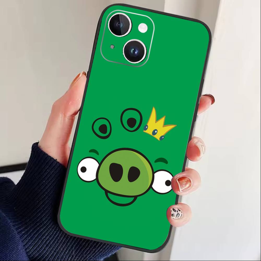 

G-Angry Birds Phone Case For iPhone 17 16 15 14 13 12 Max Plus Silicone Black Cover iPhone16se4