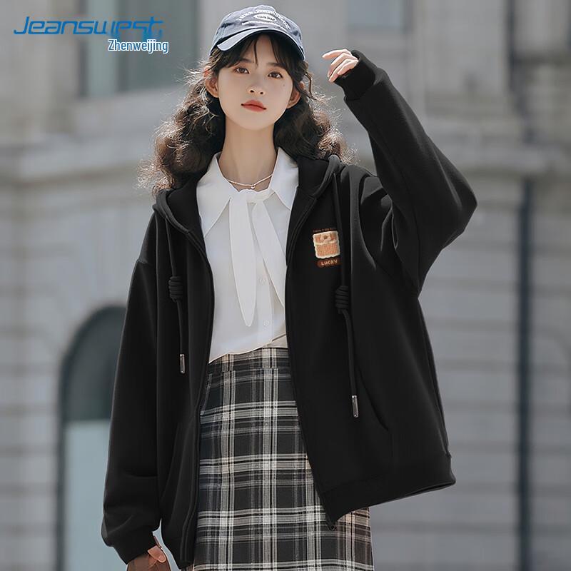 

JEANSWEST Women s Plush Floral Pocket Hooded Zipper Sweatshirt Jacket XL