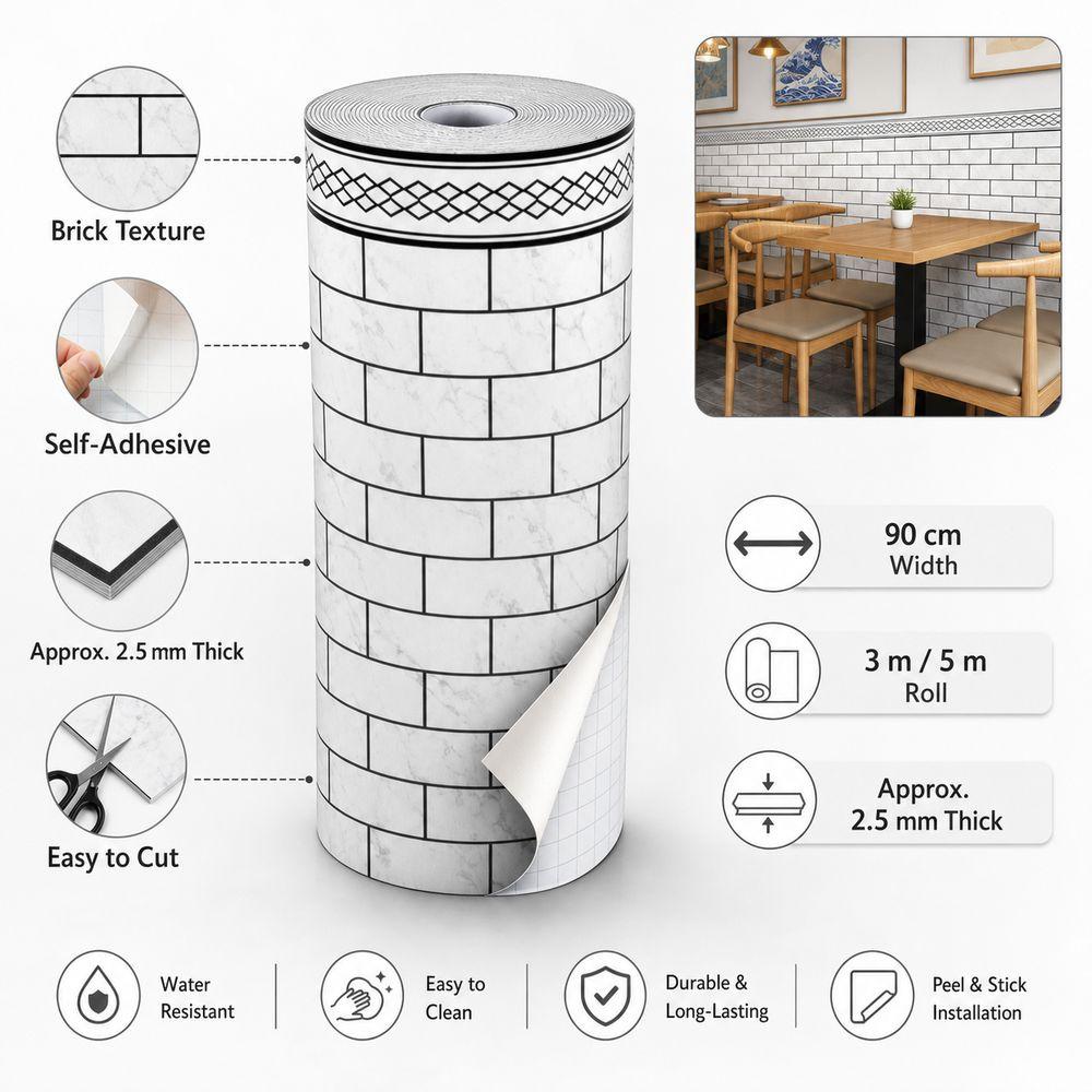 Self Adhesive Imitation Ceramic Tile Stickers Waterproof Wall Panel Sticker Home Wall Renovation