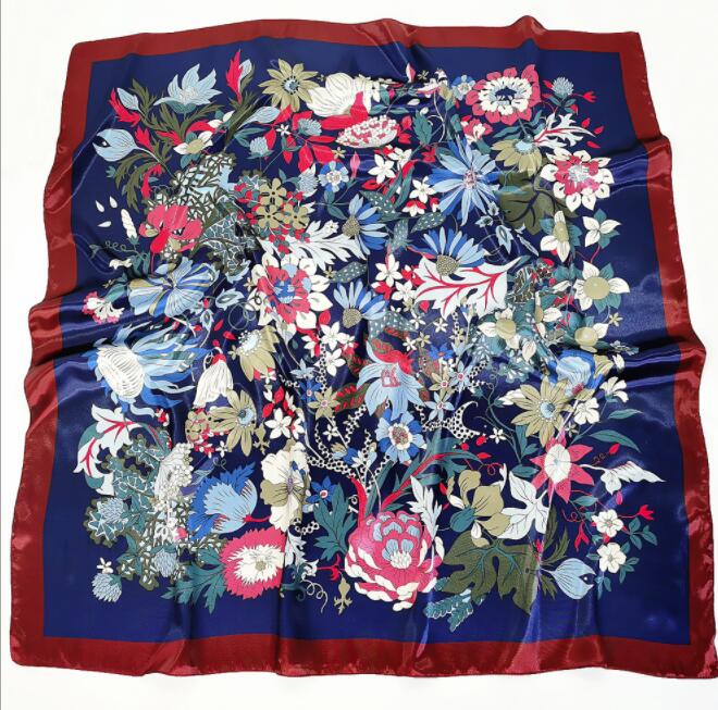 New Designs 90*90cm Square Silk Scarves Women Foulard Head Scarf Ladies Shawl Wrap Bandanna Female Chiffon Hijab Beach Scarf