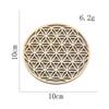 10pcs/lot Flower of Life Natural Symbol Wood Round Edge Circles Carved Coaster For Stone Crystal Set DIY Decor Mats Pads
