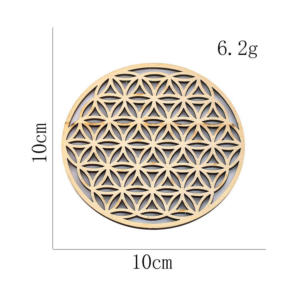 10pcs/lot Flower of Life Natural Symbol Wood Round Edge Circles Carved Coaster For Stone Crystal Set DIY Decor Mats Pads