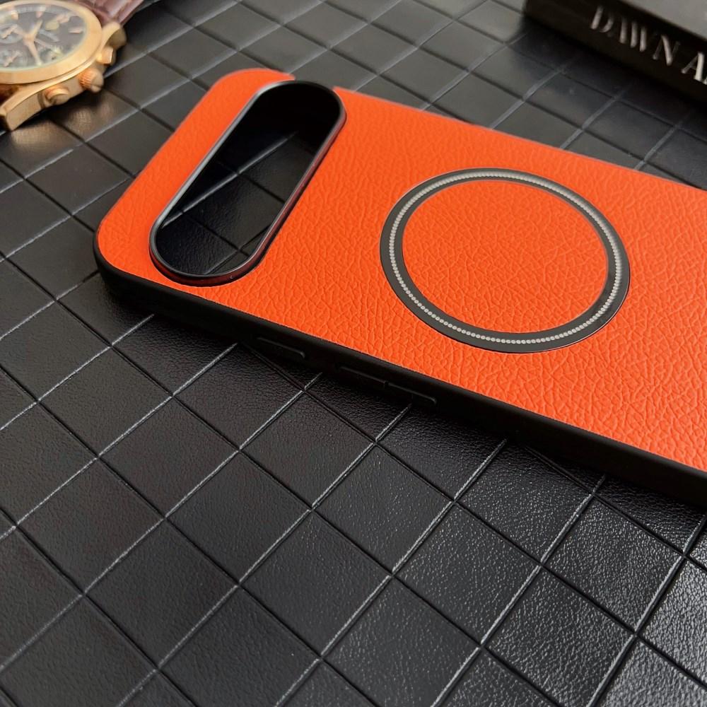 Luxury Business Leather Magsafe Case for Google Pixel 9 Pro XL PU Skin Feel Wireless Charging Magnetic Shockproof Protective Hard Back Cover