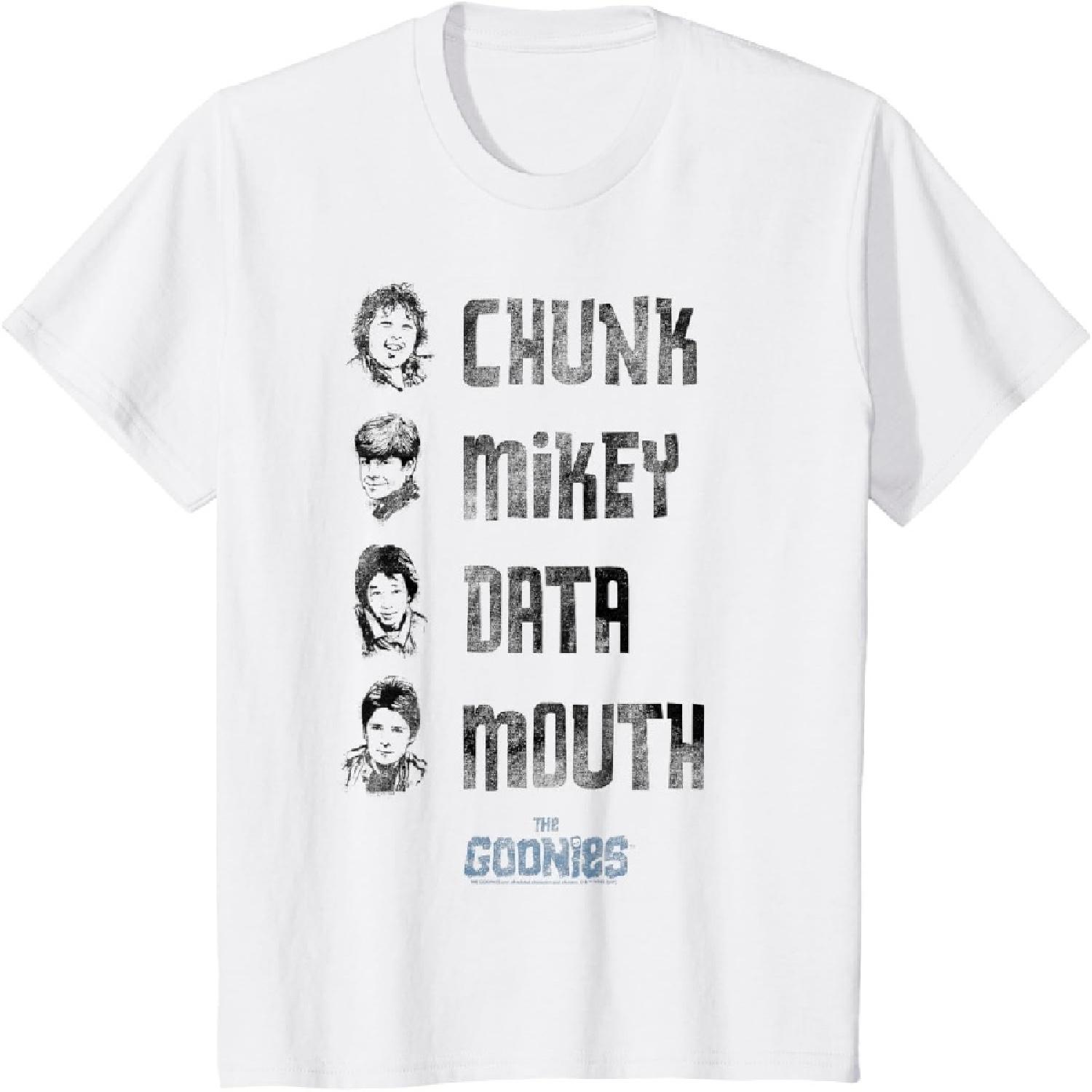 Kids The Goonies Chunk Mikey Data Mouth Name Stack T-Shirt S