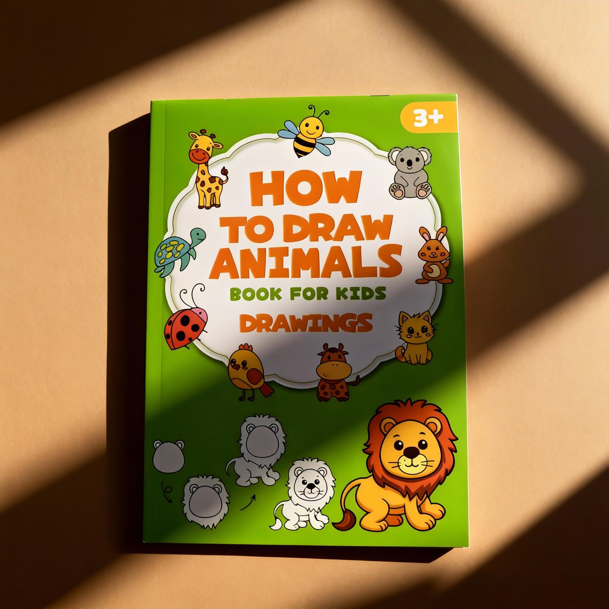 

Non-Toxic Green Animal Drawing Book For Kids Step-By-Step Cartoon Art Educational Gift