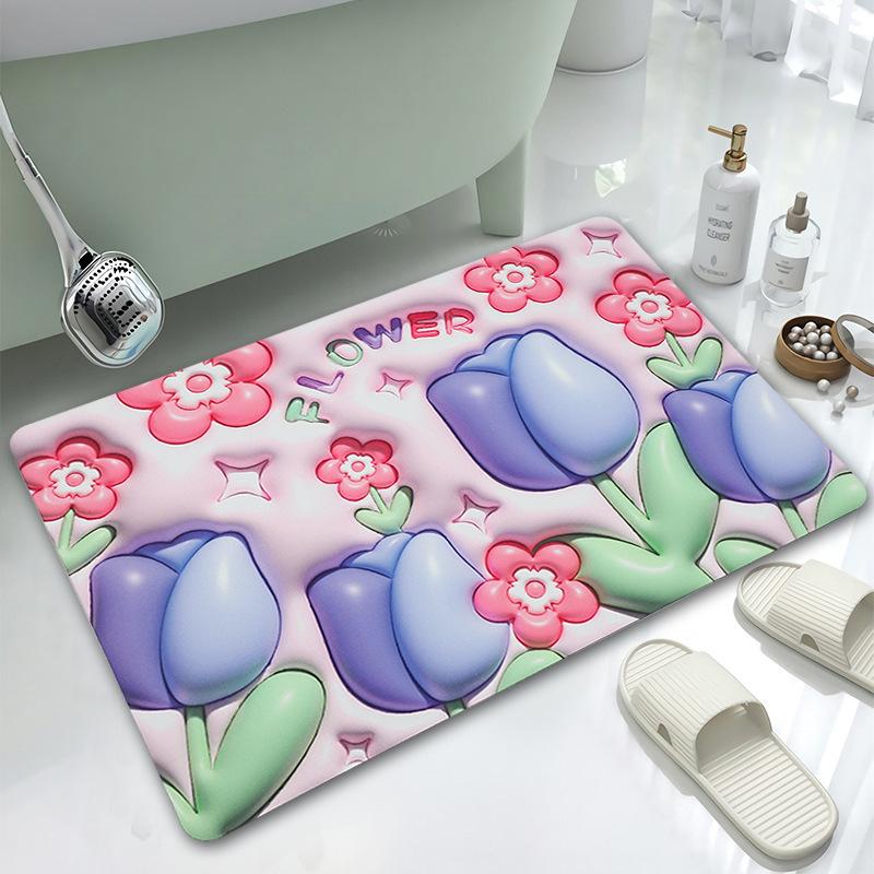 Thickened Absorbent Diatomaceous Mud Embossed Carpet Entry Door Mat Toilet Bathroom Kitchen Balcony Non-slip Mat
