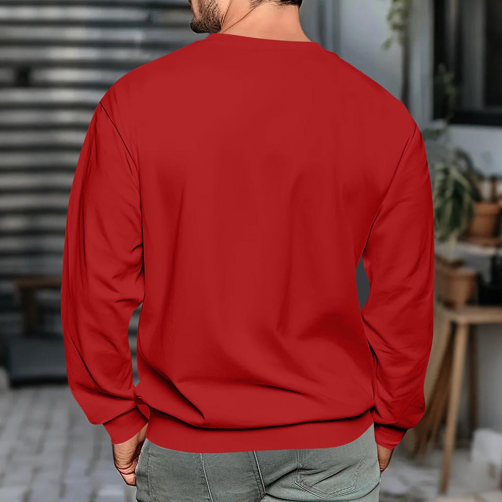 Men's Letter Printed Round Neck Long Sleeve Sweatshirt Casual Sports Top