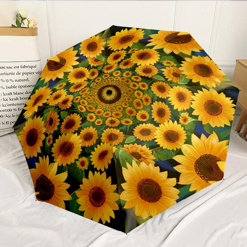 Sunflower Kaleidoscope Pattern 8-Frame for Travel, Camping, Casual Lightweight Portable Umbrella, Essential for Every Family Holidays Birthday Gift
