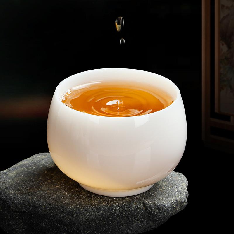 Pu jade porcelain teacup personal master cup Dehua white porcelain tea cup company event souvenir