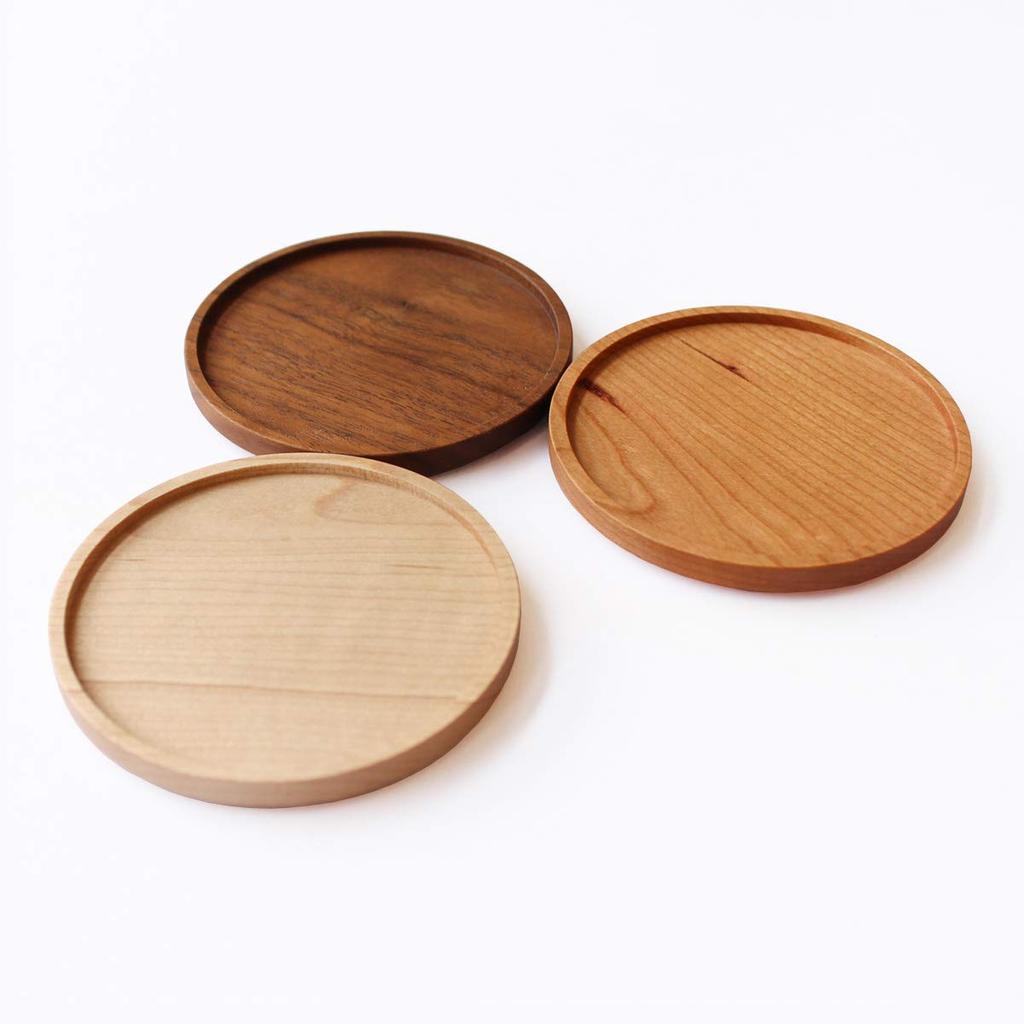 [Coaster Round] Luxurious Wooden Coaster Made from Natural Solid Wood (cherry)