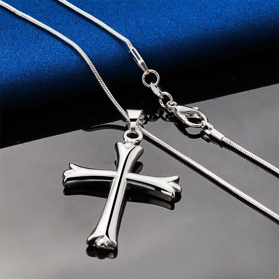 925 sterling silver 16-30 inch exquisite cross pendant necklace for women's fashion wedding accessories jewelry