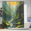 Vivid Green Forest Shower Curtain Nature River Landscape Design for Bathroom Decorations Waterproof Fabric Material 180 X 240cm