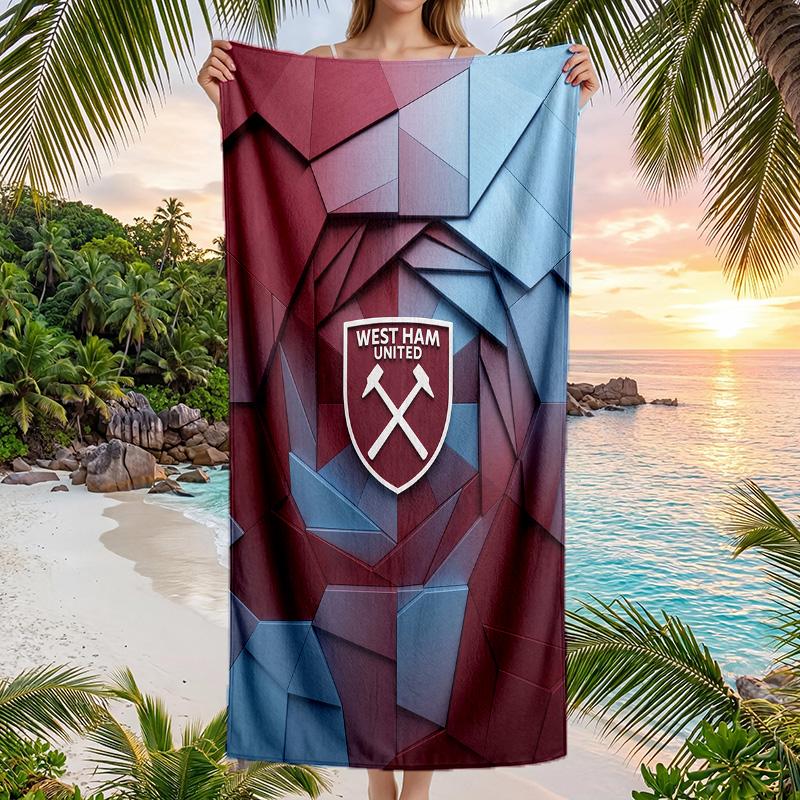 West Ham United Fußball Strandtuch Weiches Mikrofaser Sommerhandtuch Schnelltrocknend Saugfähiges Handtuch für Strand Schwimmbad Reisen