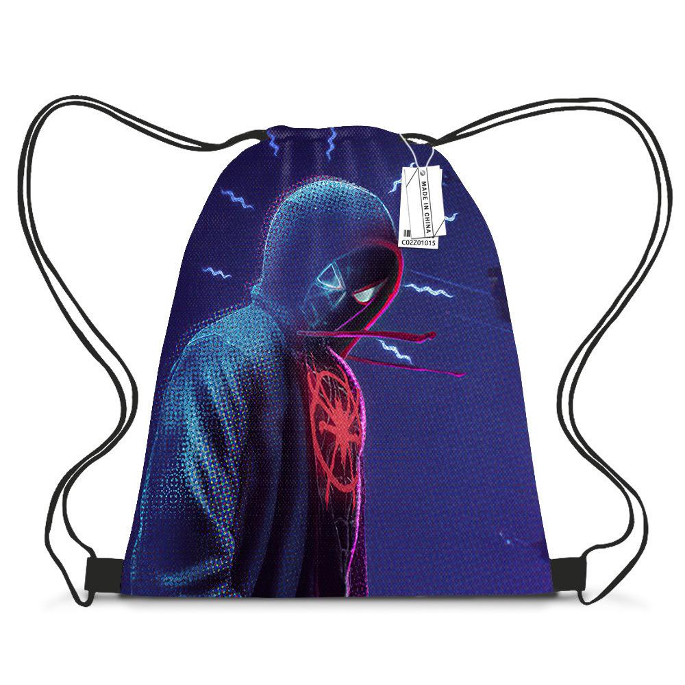 Bundle Pocket Casual Bag Spider-Man Shoulder Cartoon Student Print Drawstring Backpack Storage Bag