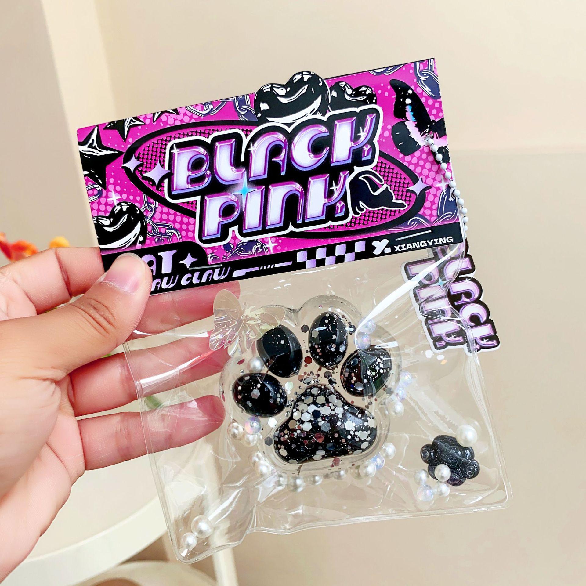 

Розовая и черная кошачья лапка, игрушка-антистресс для сжимания - Мягкая, похожая на грязь, декомпрессионная вещь в слепом пакете