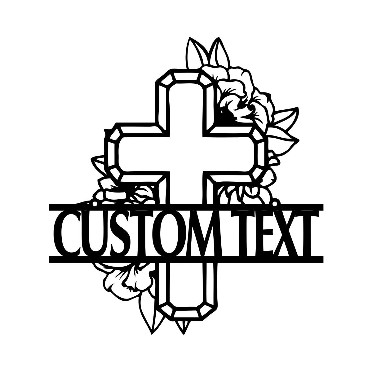 

Custom Metal Cross Sign, Monogram Christian Wall Decor, Religious Gift for Home
