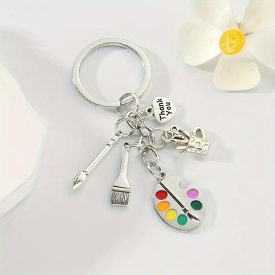 1pc Paintbrush Love Pen Holder Pendant Keychain Letter Drawing Board Palette, Graduation Season Teacher's Day Thanksgiving Gift, Backpack Pendant