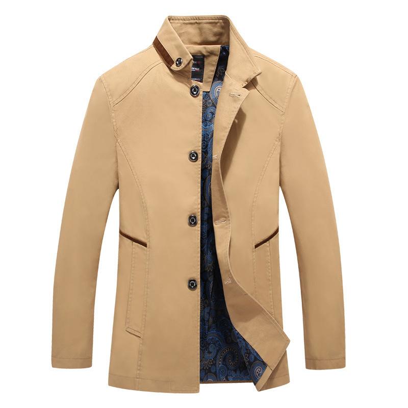 Spring and Autumn Cotton Washed Cotton Jacket Men's Medium and Long Windbreaker Business Casual Men's Jacket