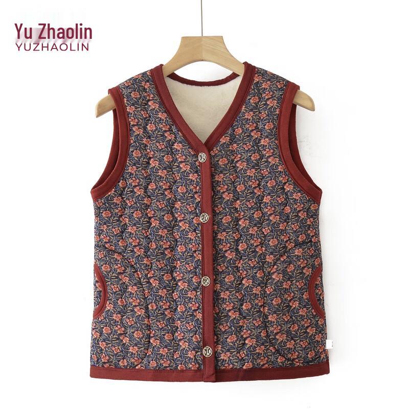 YUZHAOLIN Women's Mid-Aged & Elderly Thickened Velvet-Lined Cotton Vest
