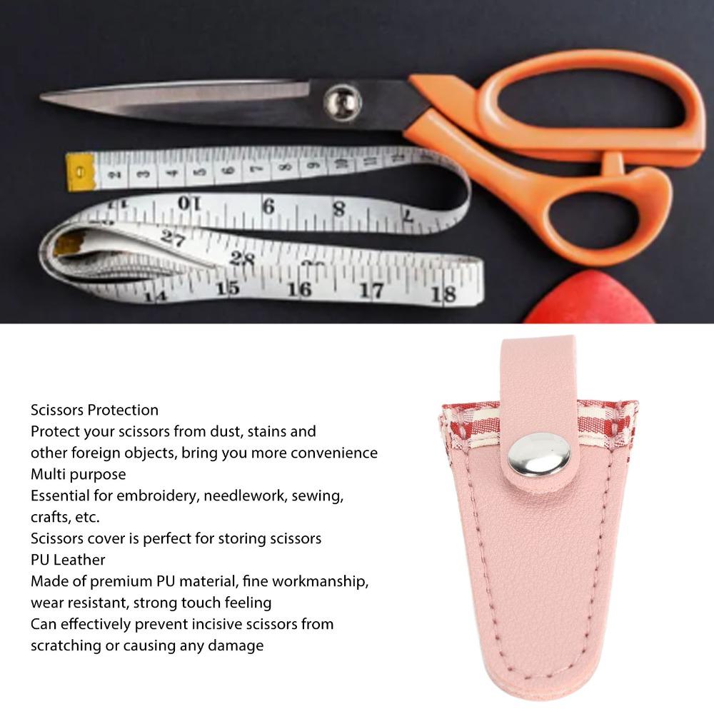 Protective Scissors Protective Cover Color Lattice PU Leather Scissors Cover For Embroidery
