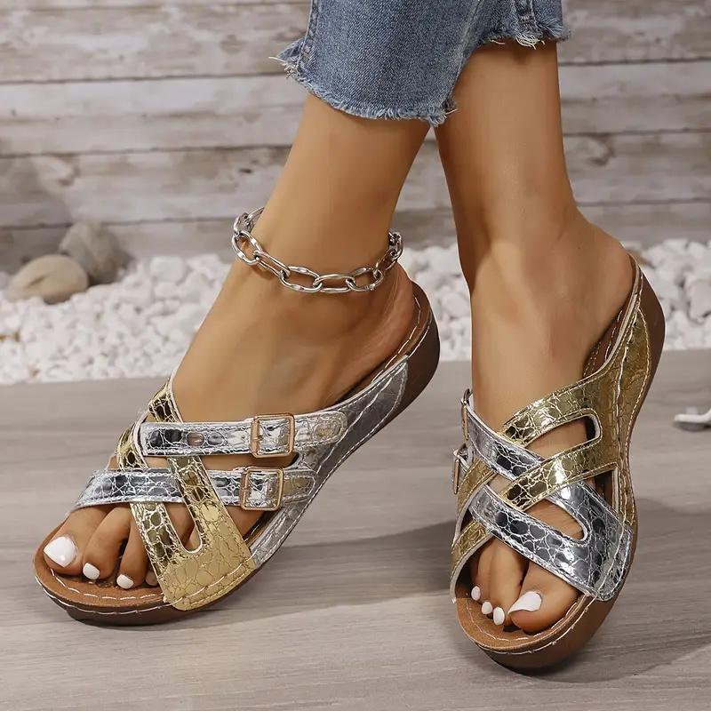 Fashion Summer Women Wedge Slippers Comfortable Orthopedic Sandals Open Toe Slippers Vintage National Style Shoes for Women Slides Women