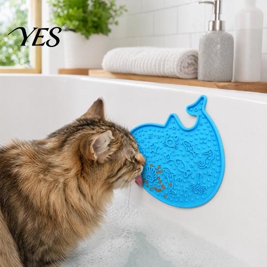 Dog Slow Feeder Pet Food Mat with Suction Cups, Whale Shape Feeding for Prevent Choking Anxiety Relief, Non-Slip Silicone Lick Dogs And Cats Cup