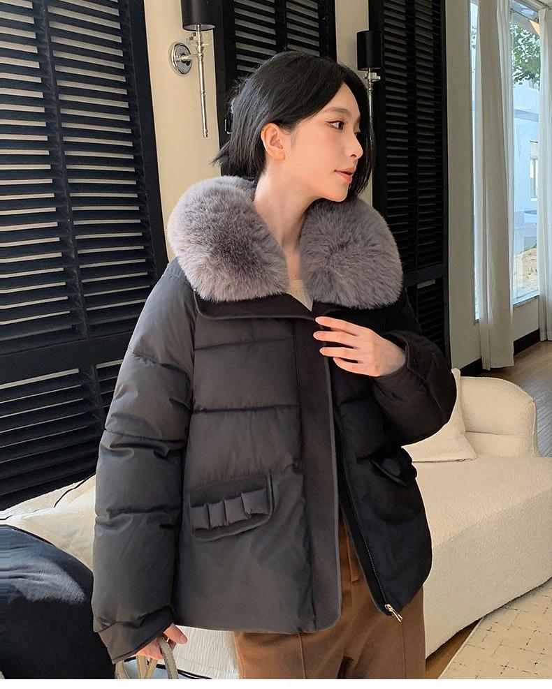 Damen Kurz Großer Pelzkragen Winddicht Verdicken Warm Winterjacke