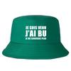 Trendy Je Suis Venu J'ai Bu Je Me Souviens Plus Print Reversible Bucket Hat Adult Summer Sun Beach Fisherman Cap Boy Visor Cap