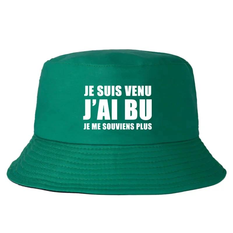 Trendy Je Suis Venu J'ai Bu Je Me Souviens Plus Print Reversible Bucket Hat Adult Summer Sun Beach Fisherman Cap Boy Visor Cap