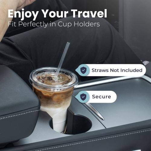 50-Pack of 16 oz. Medium Clear Plastic Cups, BPA-Free, with Flat Lids and Perforated Holes, for Cold Drinks, Coffee, Iced Tea, Smoothies, and Tapioca