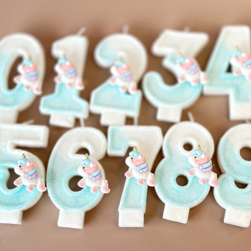 Cute Unicorn Digital Candle Birthday Candle Party Festival Cake Decoration Atmosphere Props