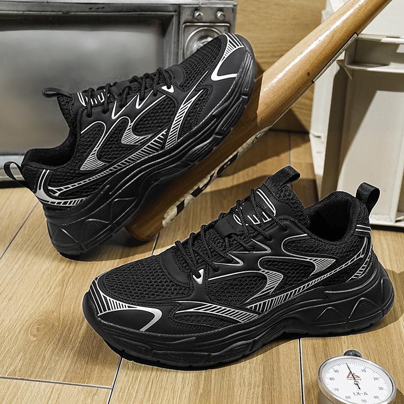 Weiße Dad Sneaker Dicke Sohle Herren Frühling Herbst Sommer Erhöhungsschuhe Gummi-Unterseite Nicht-Leder Freizeitsneaker