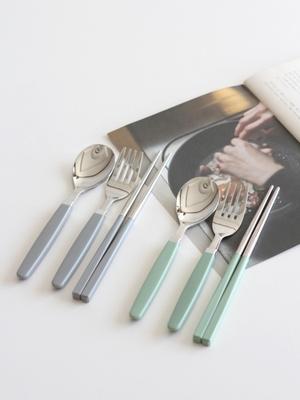 Kamomekitchen 10 COLORS Seagull Kids Spoon and Fork Set