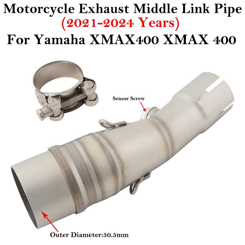 Slip On For Yamaha X MAX XMAX 400 XMAX400 2017 - 2024 Years Motorcycle Exhaust Escape Systems Middle Link Pipe Moto 51mm Muffler