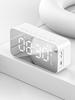 Desktop Mini LED Mirror Digital Clock Bluetooth Wireless Alarm Clock with Audio Cell Phone Speaker Stereo Sound Effect