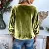 Women's Casual V,neck Long,sleeved Color Cardigan, Women's Velvet Top.