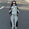 Girls' Korean Style Two-Piece Set: Color Block Sweatpants for Spring and Autumn