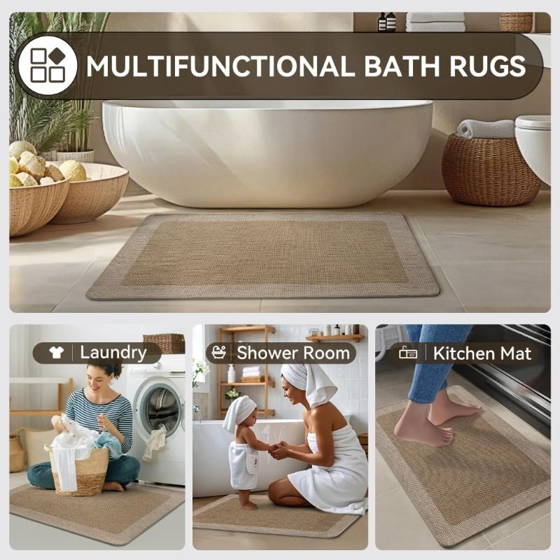 Pack of 2 AntiSlip Bathroom Mat for Shower Diatomite Super Absorbent Quick Drying Bath Mat Shower Room Door Mat for Home