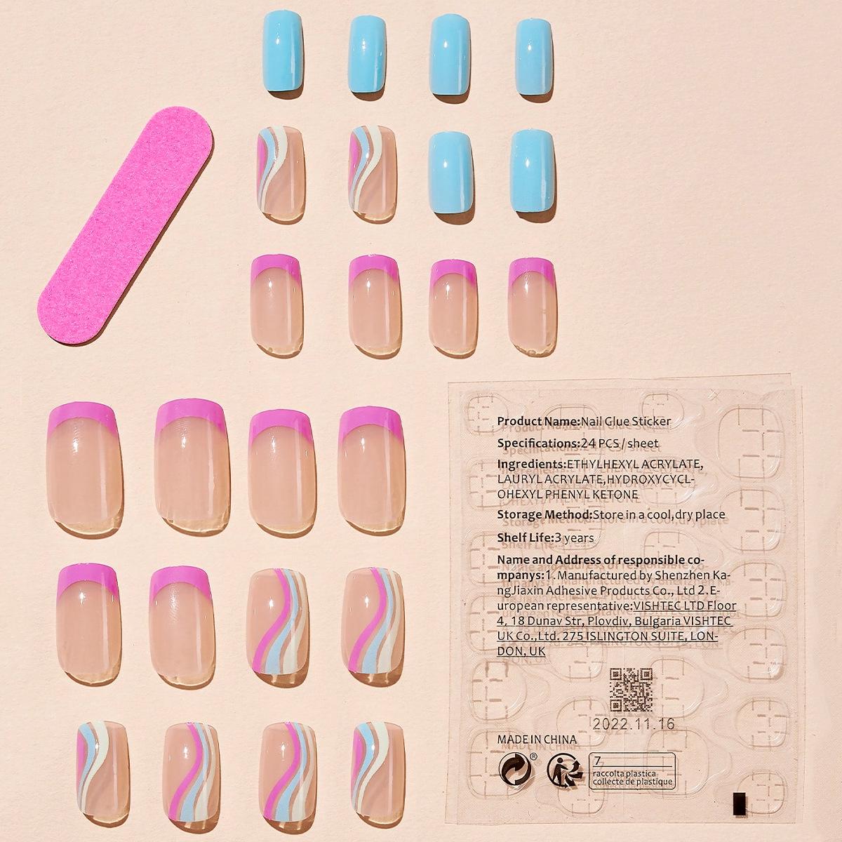

Color Stripe Sweet Series Removable Nail Art Stickers - Wearable Nail Tips