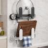 Plastic Suction Cup Pot Lid Holder Space Saving Wall Mounted Pan Cover Storage Holder Waterproof with Hooks Chopping Board Rack
