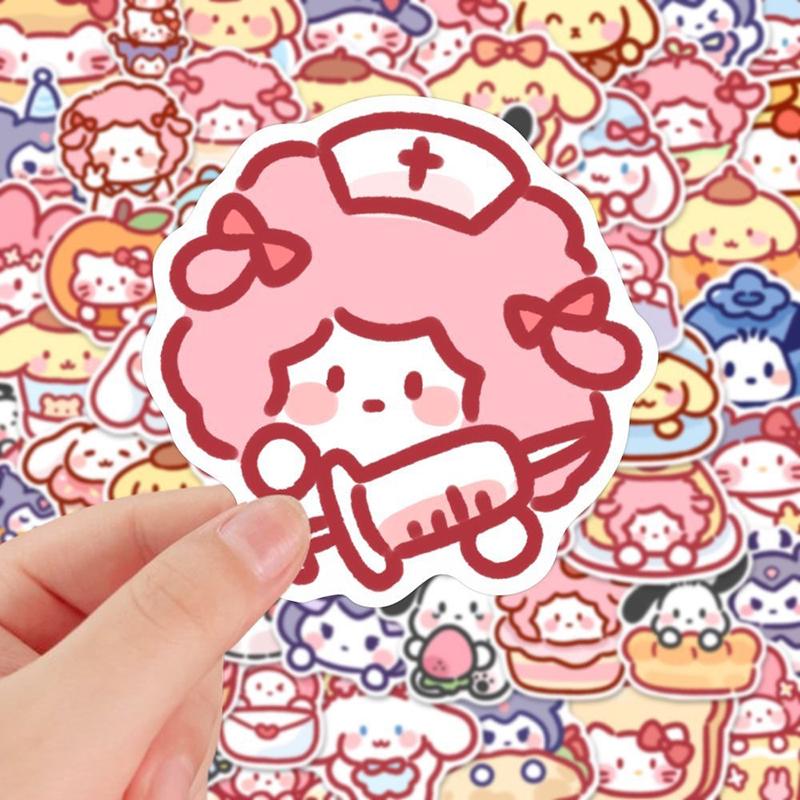 100Pcs/Bag Cute Cartoon Sanrio Stickers My Melody Kuromi Handbag Decoration Stickers Cinnamoroll Children'S Gift Sticker