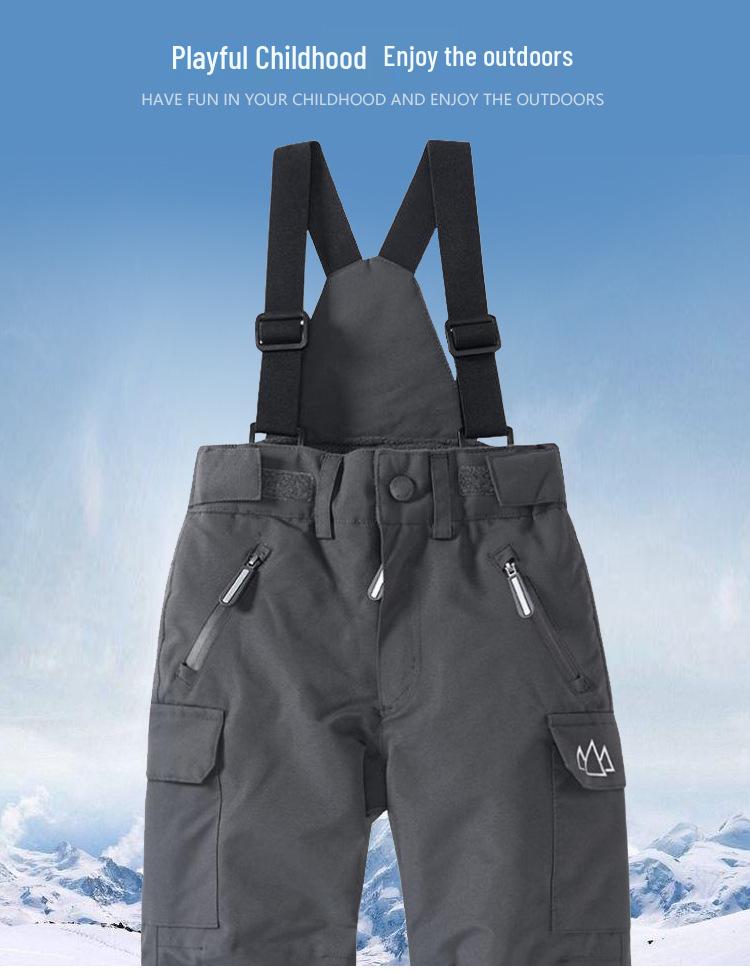 2025 Kids Ski Pants - Waterproof, Windproof, Warm Cotton Overalls with Straps for Outdoor Sports