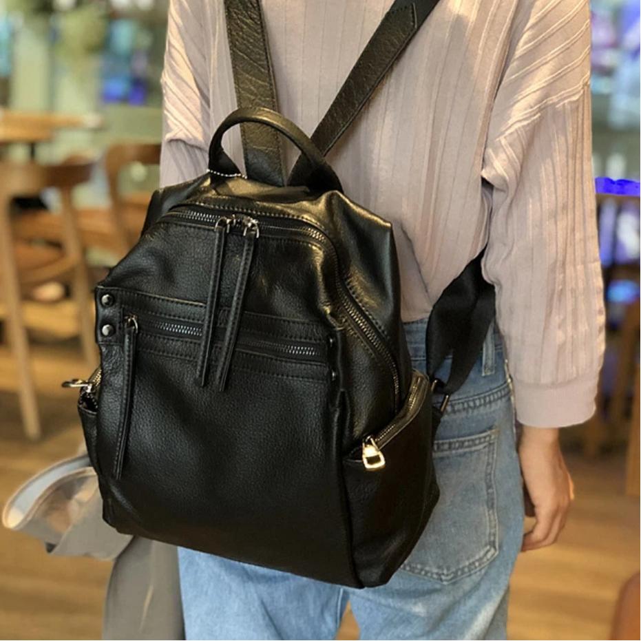 First Layer Cowhide Leather Backpack Female 2025 New Soft Leather Korean Version Large Capacity Weekend Holiday Travel Backpack