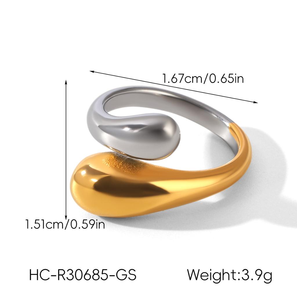 Titanium Steel Ring for Women, Non-fading, Fashionable Jewelry, Niche Versatile Band, Teardrop Stainless Steel Open Ring