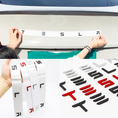 ANB1 Dla Tesli Bagażnik Samochodu Emblemat Tylne Naklejki z Nazwą MODELU/3/S/X Emblemat Samochodowy Tylne Naklejki z Literami Galwanizowane Naklejki Samochodowe Zmodyfikowane Akcesoria