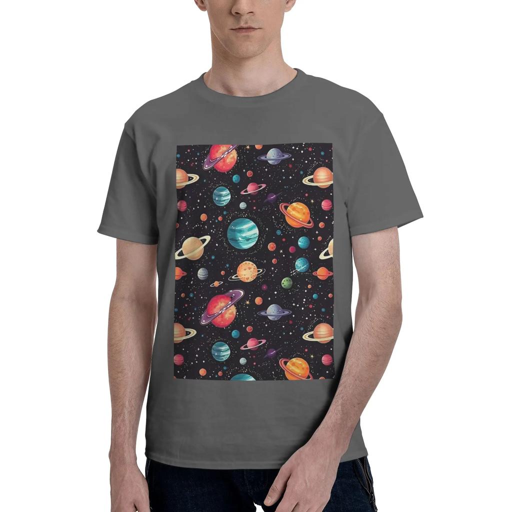 Solar System Space Planets Universe Men TShirt Plus Size T Shirts Mens Crew Neck Cotton Tees Short Summer Male