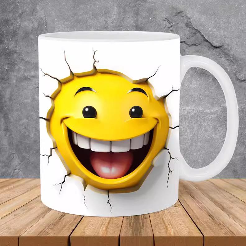 3D Emoji Smiley Ceramic Coffee Mug Tea Cup Funny Face Smiley