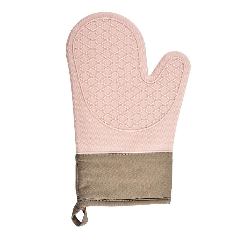 Silicone Heat-resistant Oven Gloves High-temperature Microwave-safe Anti-scald Gloves Cotton-lined Diamond-patterned Baking Oven Mitts